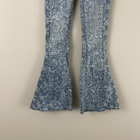 Free People We The Free Dream Lover Printed Flare Jeans Size 26 - Picture 6 of 7